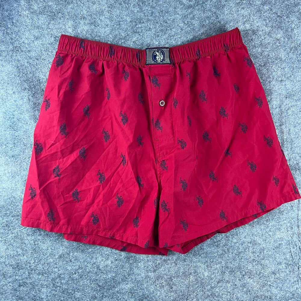 US Polo Assn red boxers lounge casual shorts Sz L